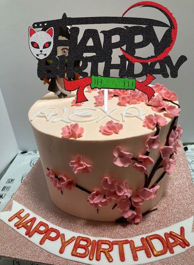 Yuezoloz Ninja Cake Topper,Samurai Theme Birthday Event Celebration Decor For Boys and Girls Anniversary Supplies,Glitter Cartoon Birthday Party Cake Decoration - Image 5